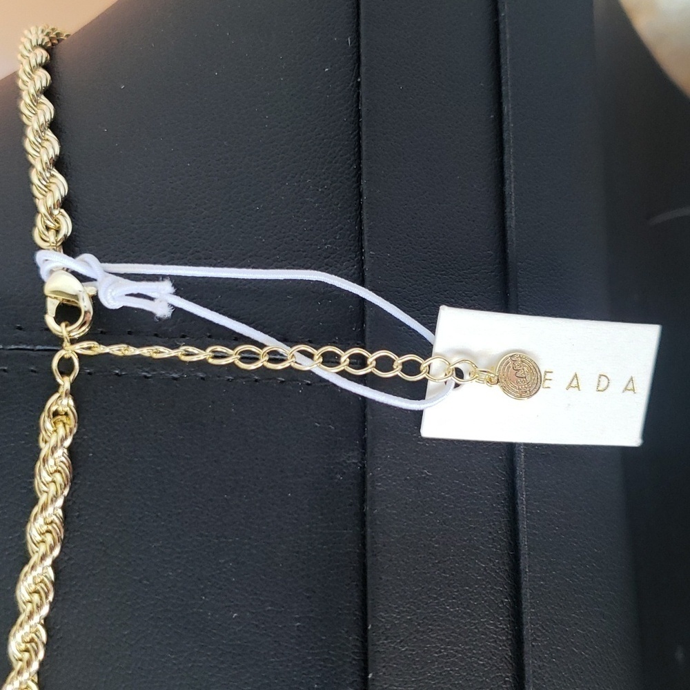 NWT Bryn Leeada Pearl Lariat Necklace Gold Tone - Picture 5 of 7